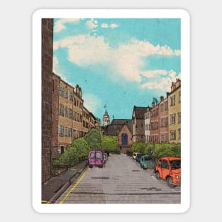 Edinburgh Downtown Retro Inspired Style Illustration Magnet